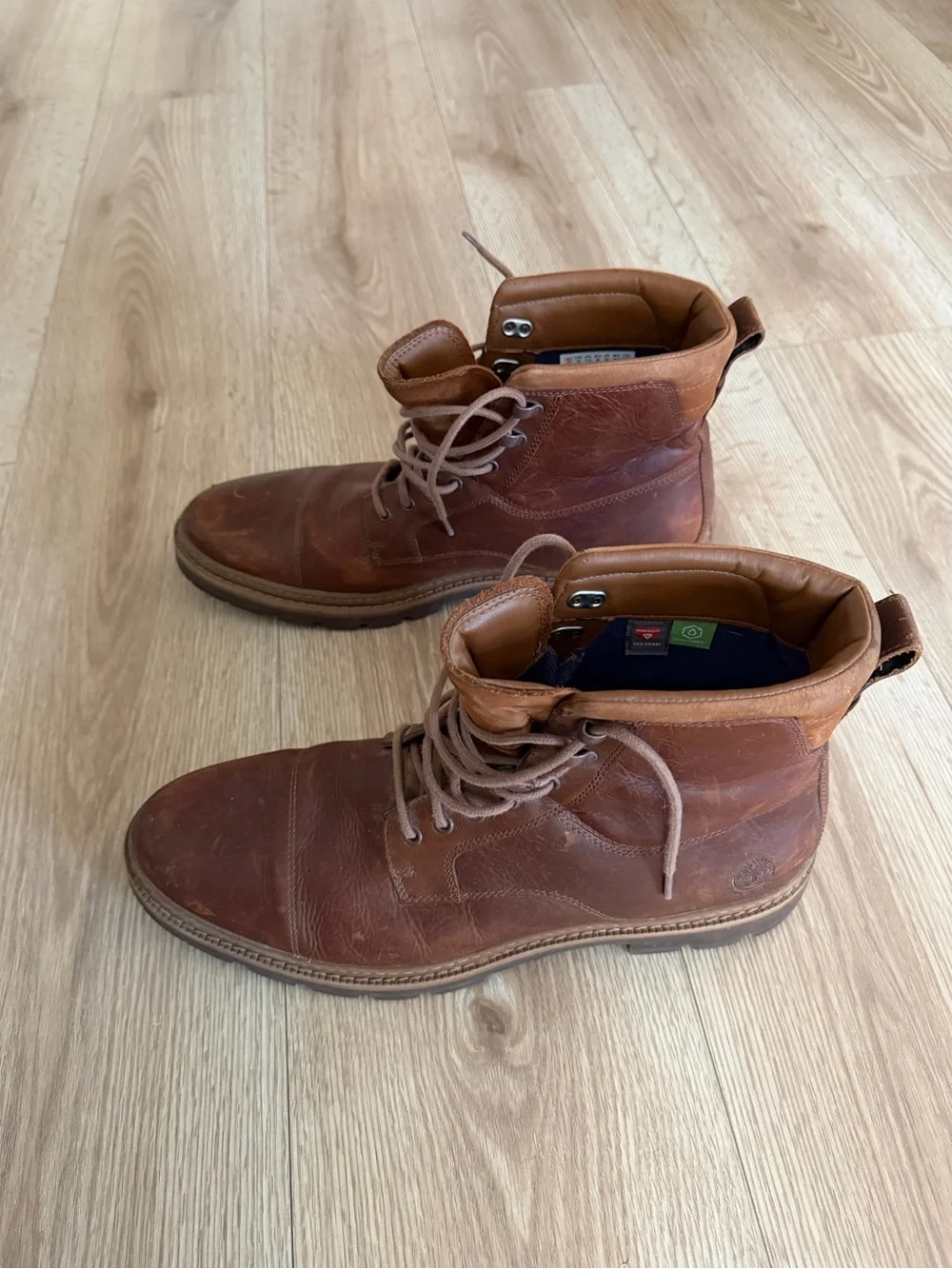 Timberland Brown Leather Lace-Up Work Boots with Padded Collar